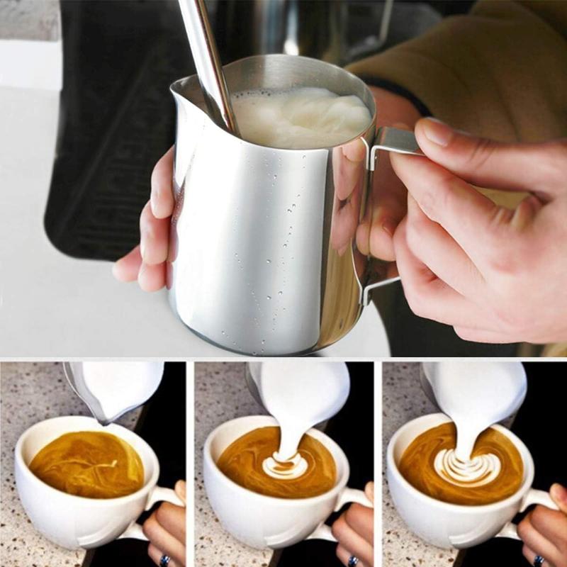 350/600/1000ml Milk Jugs Fashion Stainless Steel Milk Craft Milk Frothing Pitcher Coffee Latte Frothing Art Jug Mug Cup