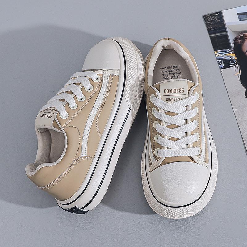 2025 Spring and Autumn New Canvas Shoes Female Student Fashion Lace-up White Shoes Board Shoes Ins Casual Women's Trend Korean Version