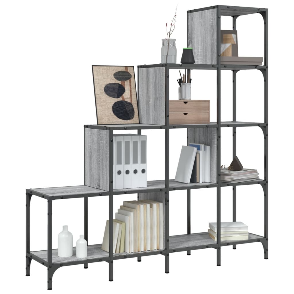 Bookshelf Gray Sonoma 122 x 30 x 132 cm Particleboard and Metal