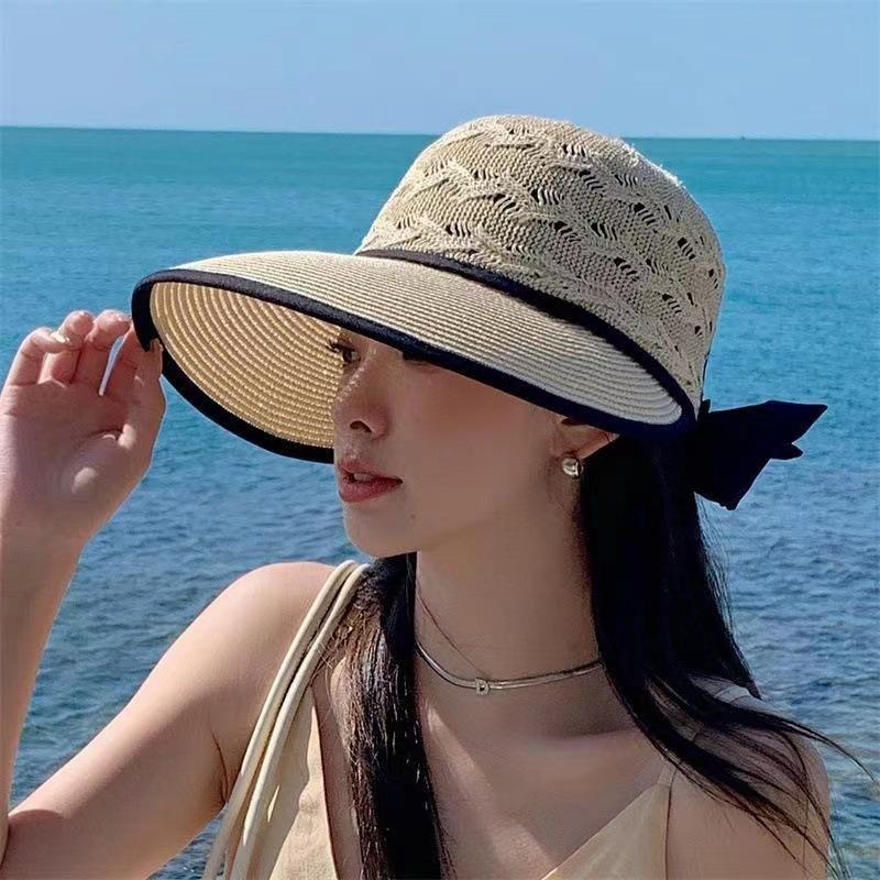 Summer Girls Sun Hats Wide Brim Bowknot Straw Hat Outdoor Sun Protection Women Ladies Caps