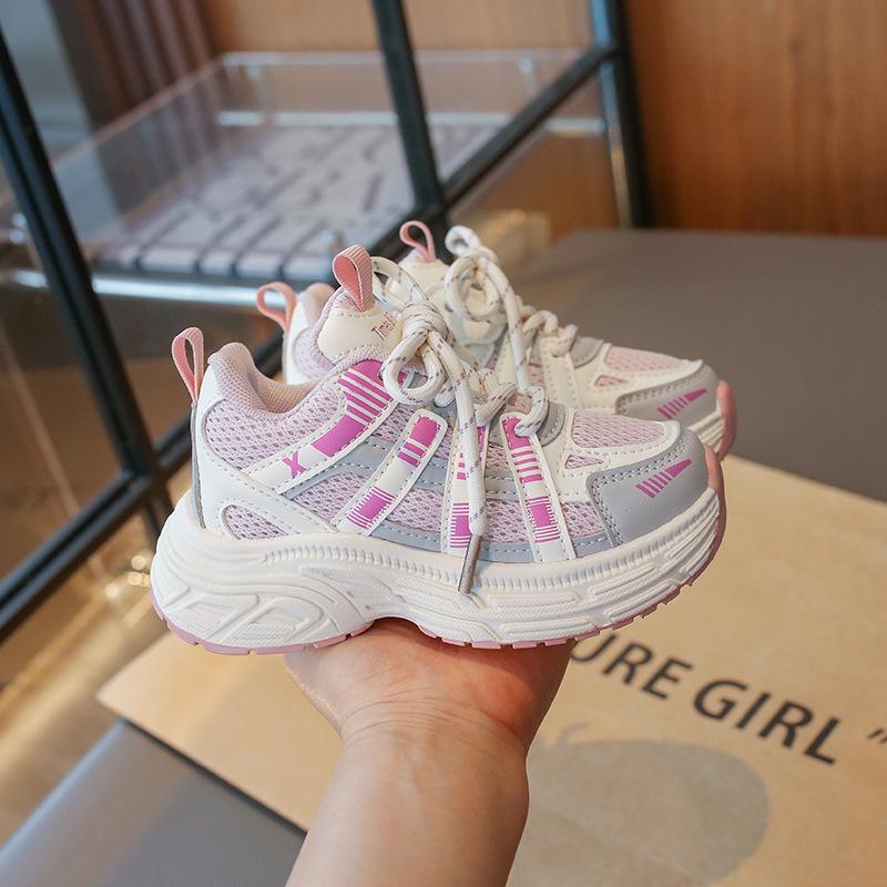 Girls' shoes, new autumn mesh soft-soled children's sneakers, girls' lightweight and breathable dad shoes are popular