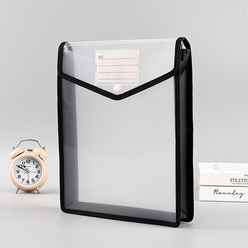 1Pc A4 Transparent Color Edge Snapper File Folder Student Test Paper Textbook Storage Bag Office Paper Document Desk Organizer