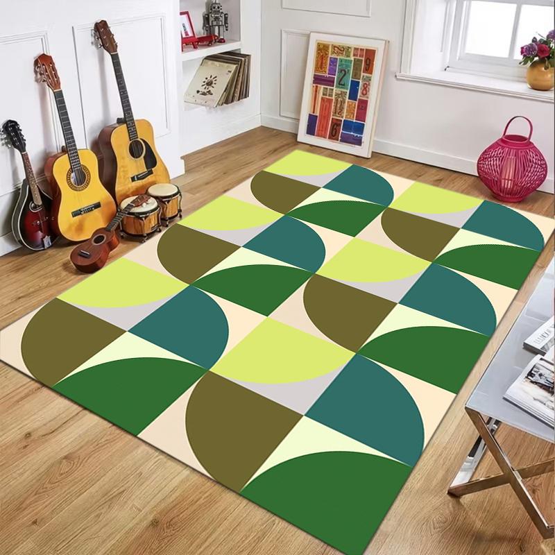 Retro Abstract Area Rug Soft Non-Slip Washable Carpet Vintage Modern Geometric Floor Mat for Living Room Bedroom Minimalist