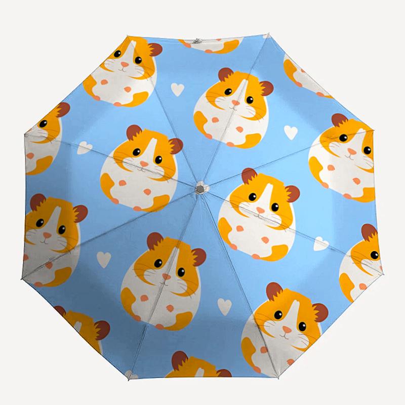 1pc Hamster Print Automatic Folding Umbrella - Portable Collapsible 8-Rib Umbrella for All Seasons yy251119153