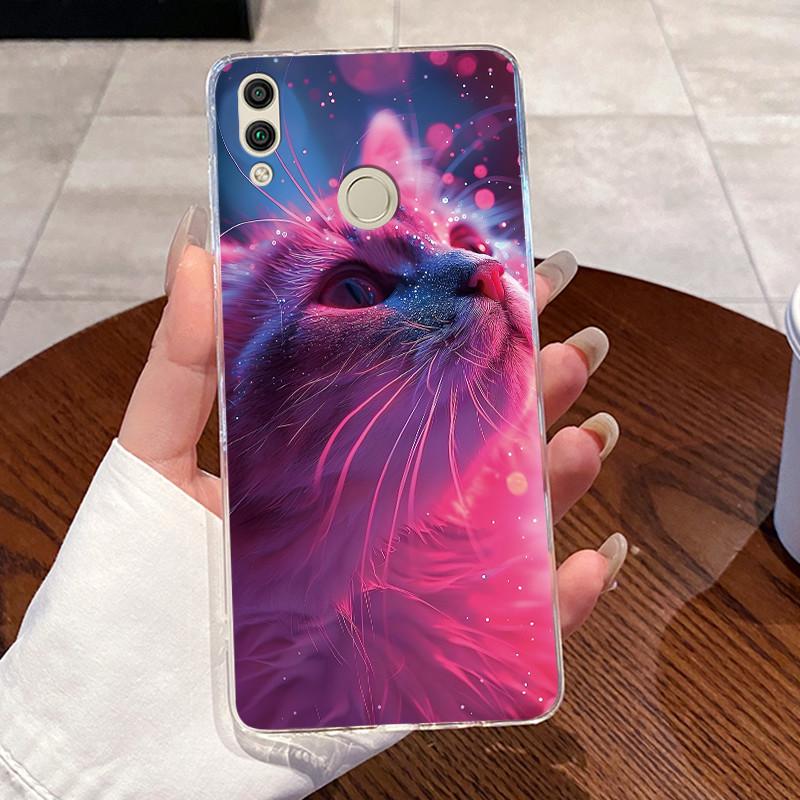 Гелевый чехол для Honor 8C / Play 8C / Honor 8X Funda Прозрачный силиконовый мягкий ТПУ задняя крышка Милый кот Кролик Сердце Защитный чехол