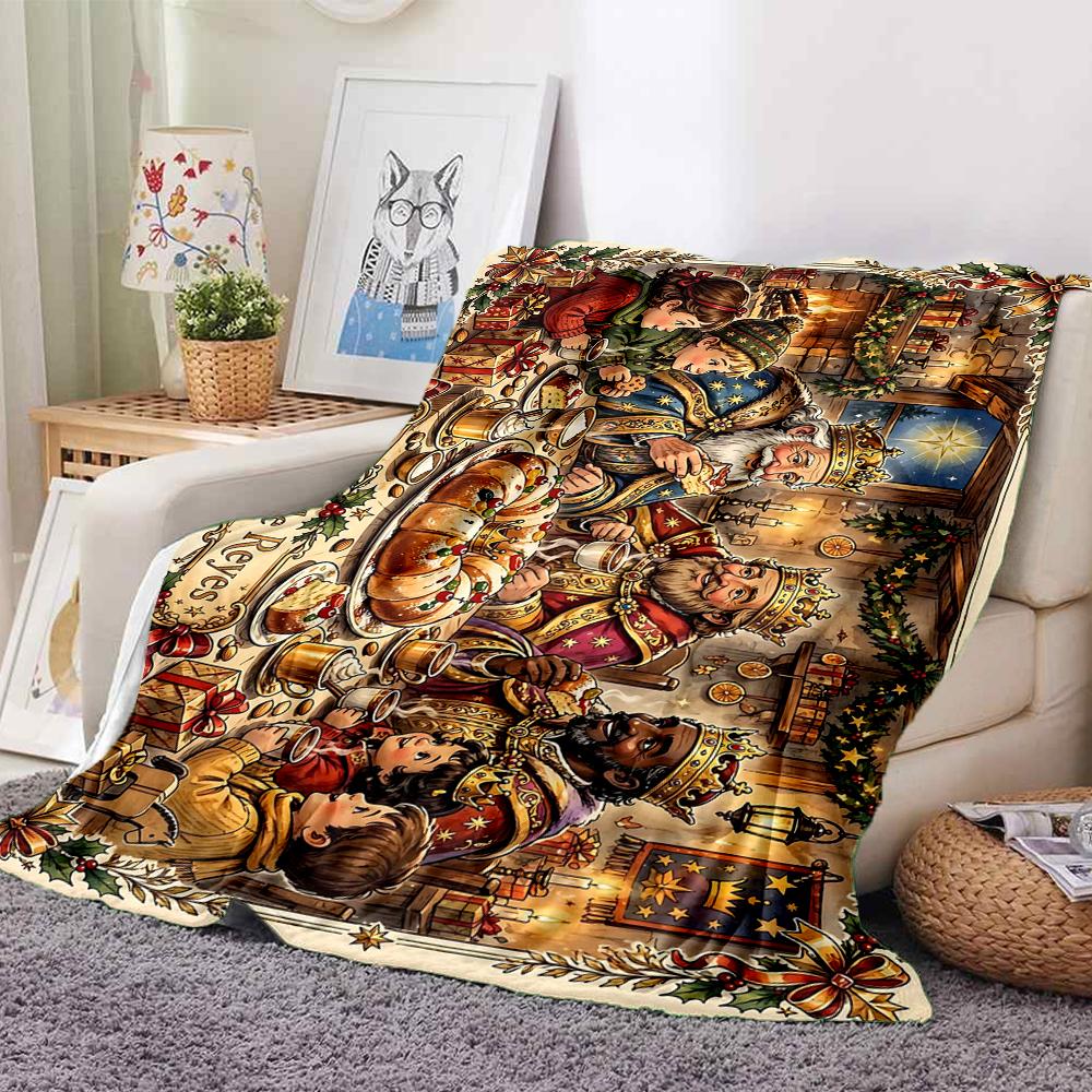 1Pc Christmas Night Celebration Blanket Soft And Comfortable Casual Warm Camping Travel Christmas Halloween Gift M91723