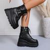 Fashion Chunky Platform Gothic Ankle Boots Women Punk Style Wedge Heel Motorcycle Shoes Woman Thick Sole Buckle Strap Black Combat Boots