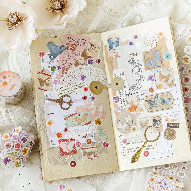 4Style 1Roll/pack Акварельная цветочная высеченная лента для слива отходов для украшения конверта чехла для телефона своими руками