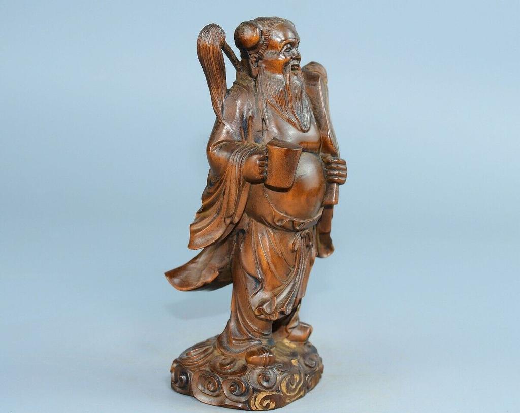 Chinese Antique Boxwood Wood Carving Exquisite Figure Statues Home Decor Art