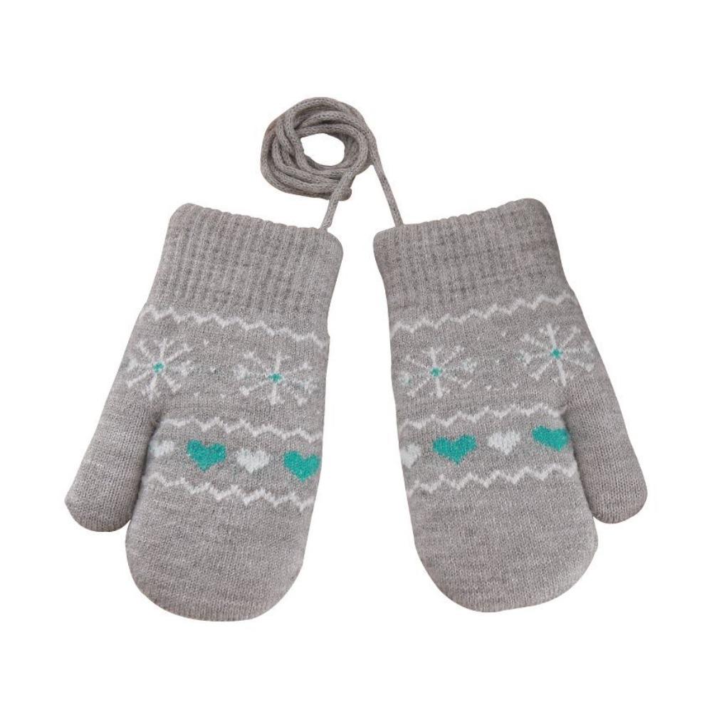 Hanging Neck Rope Children Knitted Mittens Thickened Warm Winter Warm Gloves Winter Season