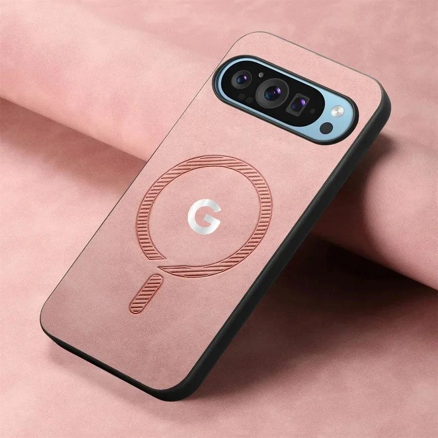 Модный Кожаный Тонкий Чехол, Дружелюбный к Коже, для Google Pixel 10 9 Pro XL 8 7 A Pro, Магнитная Зарядка, Полная Защита от Падений
