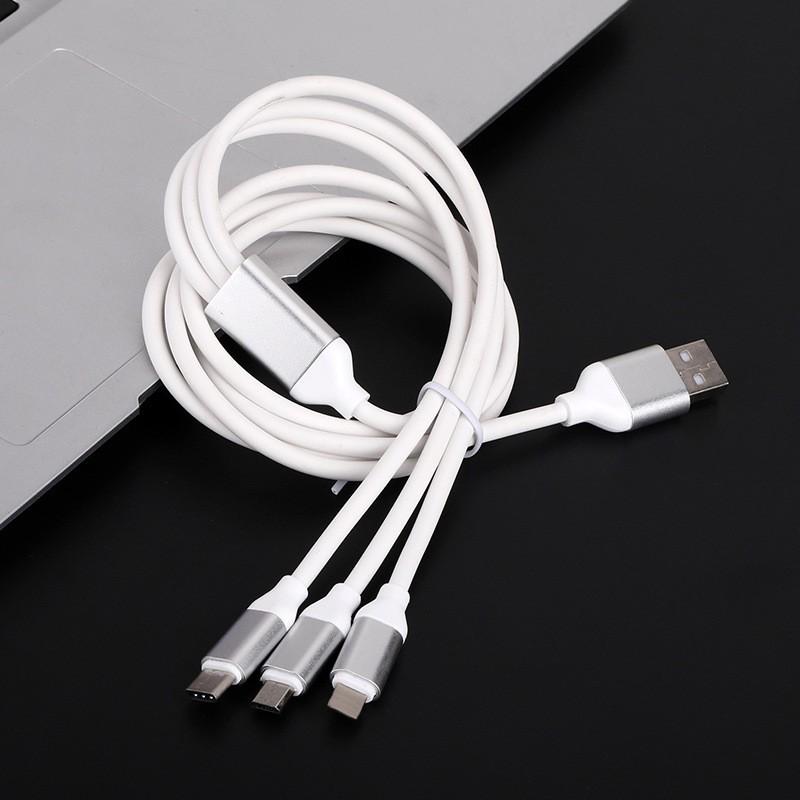 Гибкий кабель 3-в-1 с быстрой зарядкой: Совместимо с устройствами Apple, Huawei и Android с разъемом Type-C