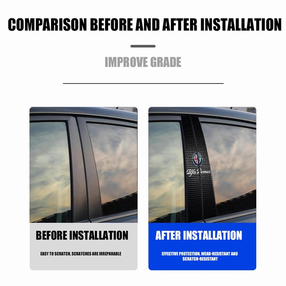 Car Stickers For Alfa Romeo Car B-pillar Sticker Vinyl Waterproof DIY Auto Door Post Decals For Alfa Romeo Stelvio Volante 147 1