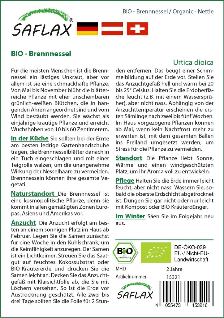 SAFLAX Garden in the Bag - Органический продукт - Крапива - 2000 семян - С субстратом в подходящем пакете - Urtica dioica