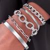 Stainless Steel Zircon Set Five Bracelets Set Classic Ornate Design Zircon Set  For Women Zircon Fashion New Products Gifts
