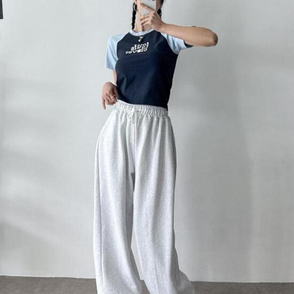New Arrivals Open Run Women Crop Raglan ShorT Sleeve T shirT Two Tone Round Neck