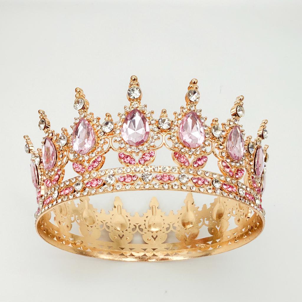 Full Circle Crown Tiara Colorful Baroque Retro Full Diamond Jewelry Wedding Accessories Crown Bridal Crown