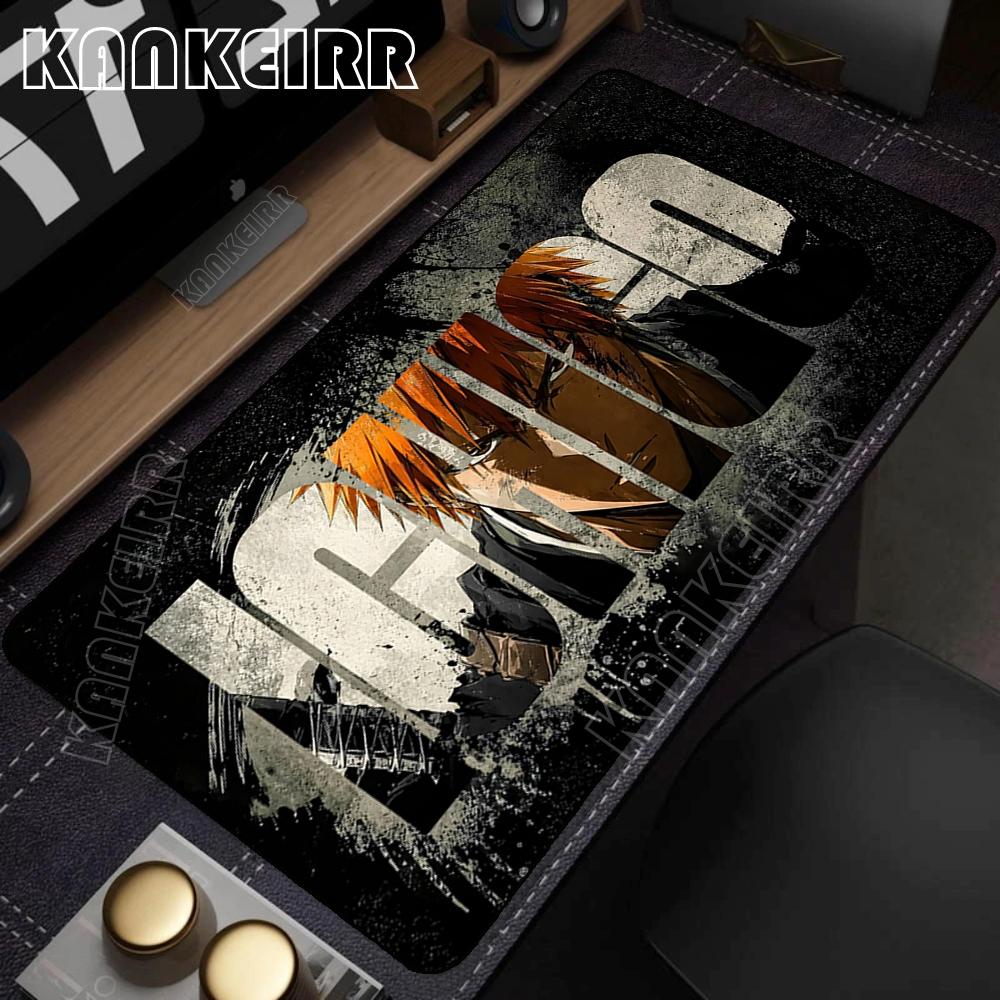 Коврик для мыши Куросаки Ичиго Большой коврик для мыши Черно-белый Аниме BLEACH Коврики для мыши Игровые аксессуары Офис Геймер Клавиатура Настольный коврик