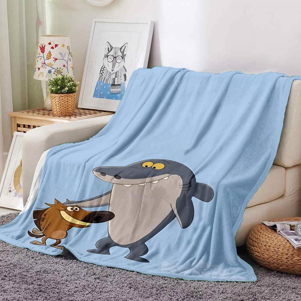 Zig & Sharko Theme Printed Blanket - Perfect for Couch, Bed, Travel & Outdoor Use | Machine Washable, Cozy & Durable.