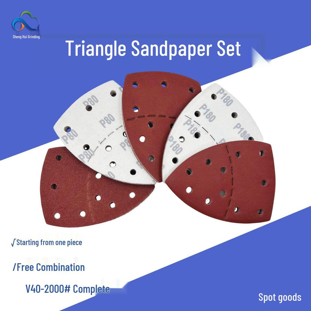Triangular Sandpaper Set: 152x105mm, 11-Hole, Palm-Sized, Detachable Sheets