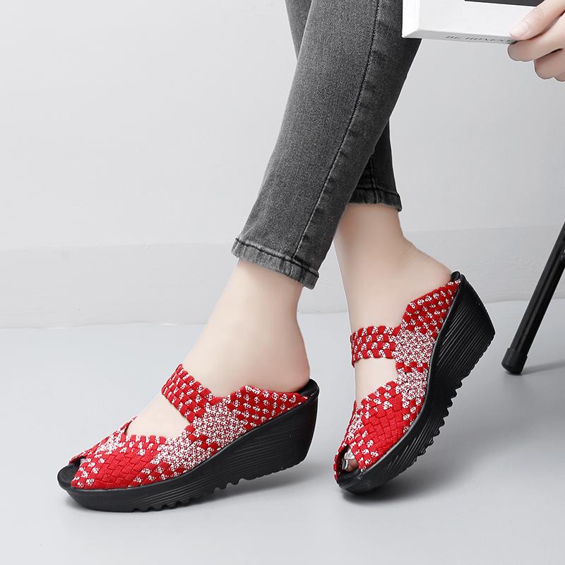 Женские прогулочные слипоны, ортопедические женские туфли-лодочки на платформе для диабетиков, легкие тапочки на танкетке, женские повседневные тапочки