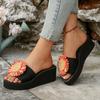 Fashion Sunflower Wedges Sandals for Women Plus Size Thick Sole Non Slip Slippers Woman Summer Light Comfort Chunky Platform Slippers