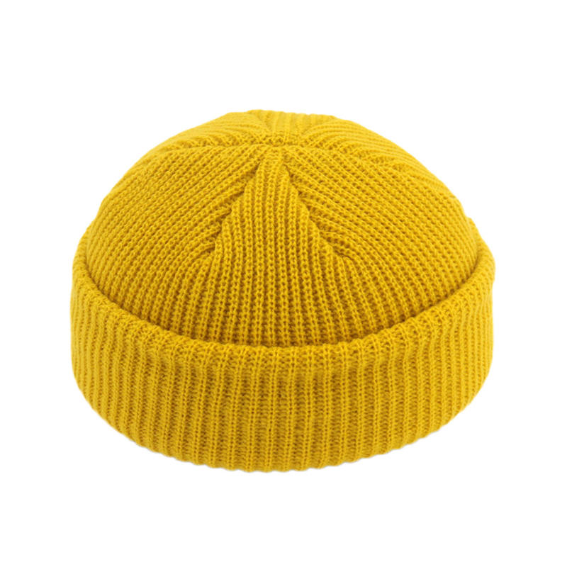 Knitted Beanie Hat Unisex Cap Fashion Hip-hop Cuffed Short Cap Bonnet Warm Ribbed Fisherman Hat