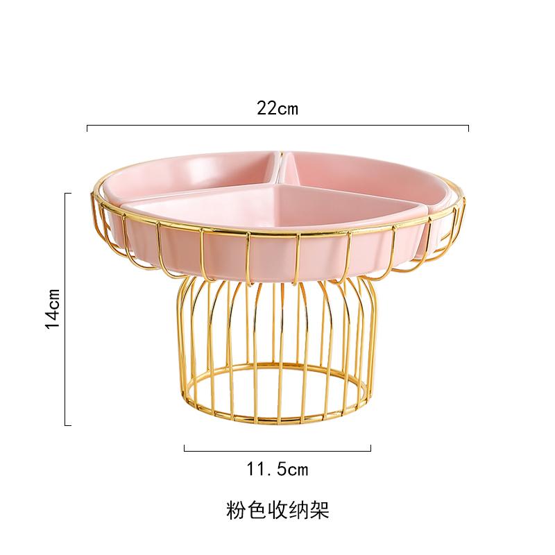 Керамика Высокие ножки Фруктовая тарелка Кованое желе Фруктовая корзина Три секции Блюдо для закусок Домашняя конфетница Поднос для закусок Декоративная посуда