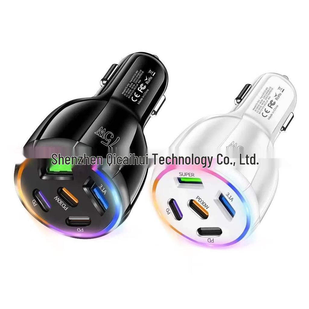 75 Вт 5-портовое сверхбыстрое зарядное устройство для телефона USB для автомобиля