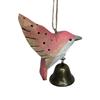 Handade Wooden Hummingbird Guardian Bell Of Good Luck Ornament,Metal Bell Bird Figurines Hanging Decor Home Housewarming Gift