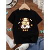European sizes Girls' Casual Crew Neck Short Sleeve T-Shirt | Spring/Summer Knit Top with Cute Cartoon Dog Print, Perfect Gift for Kids