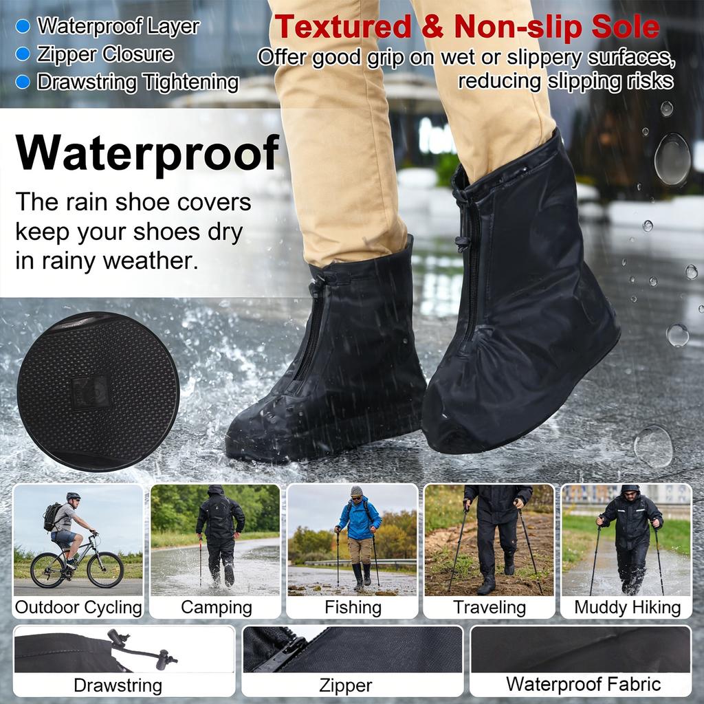 Непромокаемые бахилы, многоразовые складные непромокаемые бахилы на молнии для активного отдыха, велоспорта, кемпинга, рыбалки, путешествий, ходьбы в дождь, снег и грязь