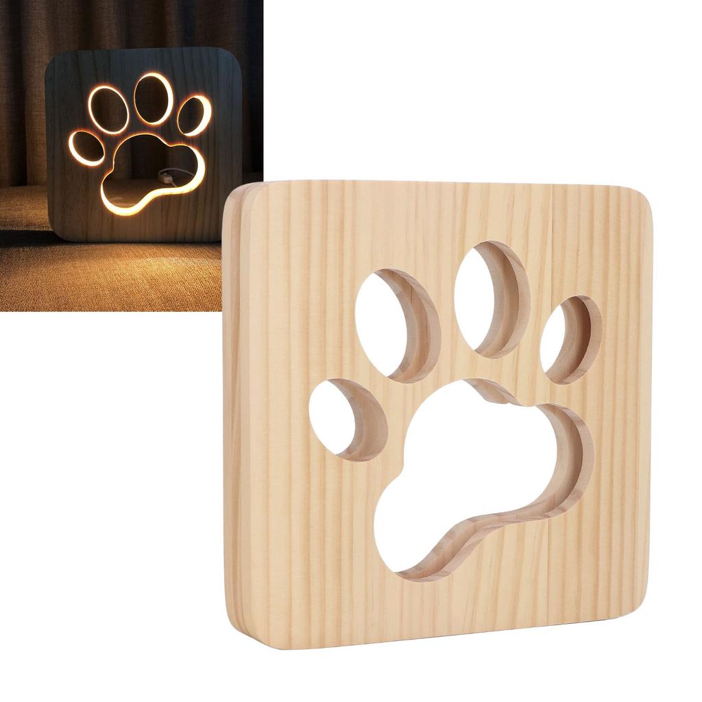 Ночной светильник для кошек с мягким светом и защитой глаз, портативная 3D деревянная лампа с USB-интерфейсом 