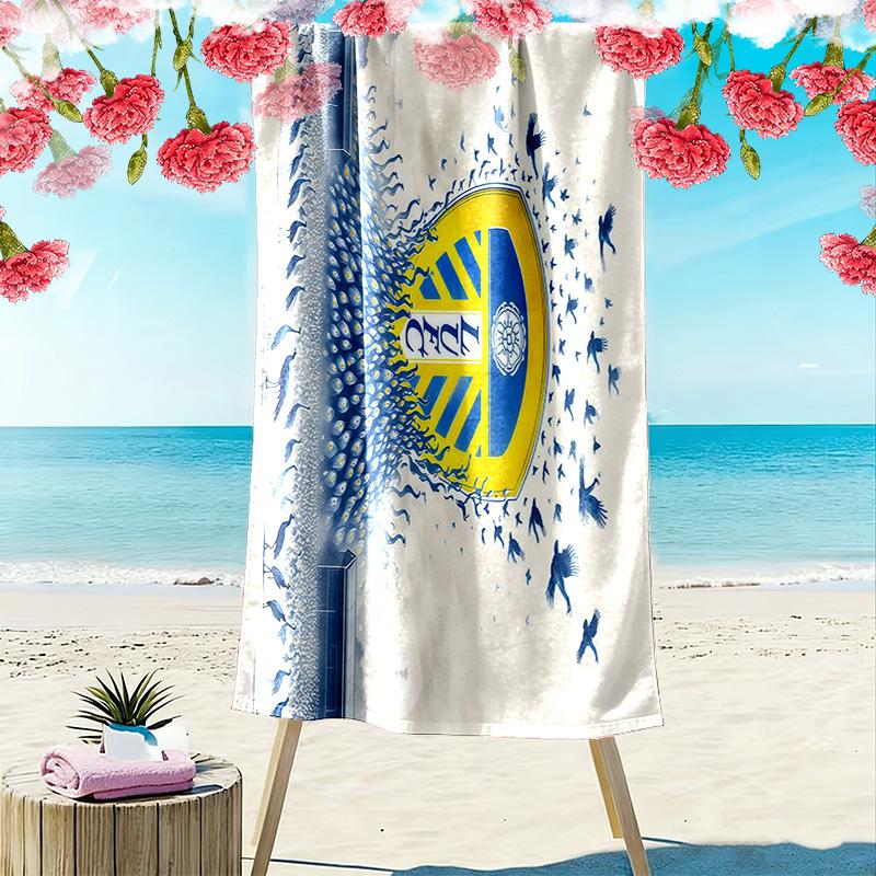 Пляжное полотенце с принтом Leeds United, Большое мягкое быстросохнущее полотенце для пляжа, кемпинга, плавания