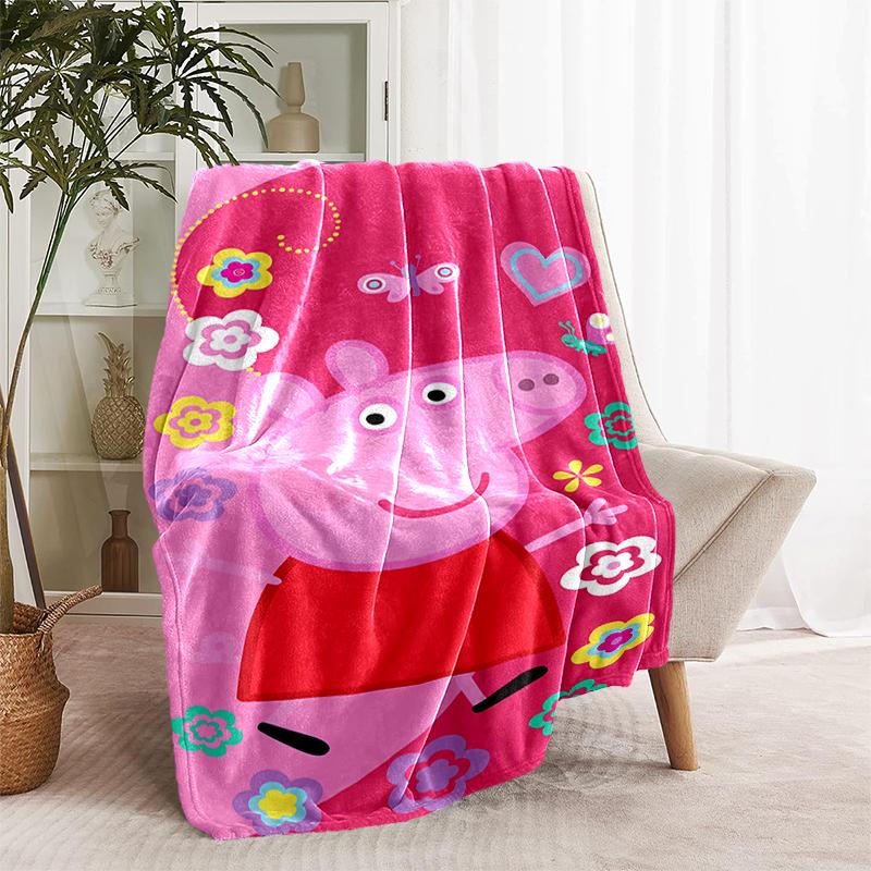 1pc Blanket Peppa Pig2 Print Design, Lightweight Blanket for Sofa, Bed- Soft &Warm, Gift for All Seasons like Christmas, Halloween