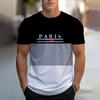 PARIS Letter 3D Print T-shirts Crew Neck Refreshing Casual Breathable Comfortable Quick-drying Men's T-shirts