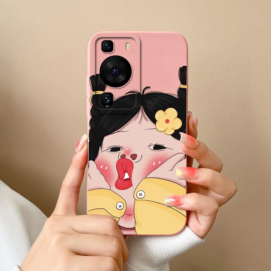 For Huawei P60 Pro Art Phone Case Cute Design Soft Liquid Silicone Back Cover For HuaweiP60 P 60 Anti Drop Durable Bumper Funda