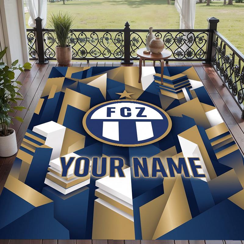 Custom Text Printed Rug FC Zürich Non Slip Floor Carpet For Home Room Decor