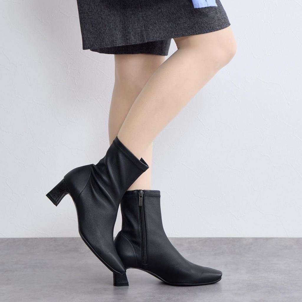 Модифицированный каблук овечья кожа стрейч черный 225 HIMIKO/5см ботинки/641404