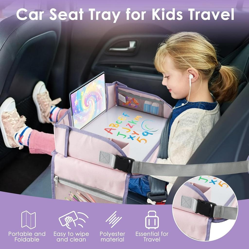 Car Tray Table for Kids Cars Seat Travel Tray Portable Drawing Board Play Pallet Cars Seat Detachable Lap Trays Carseat Table Trays for Kids in Car