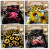 Подсолнух Мягкое одеяло размера «queen-size» Doona Пододеяльник Комплект постельного белья Rose Floral