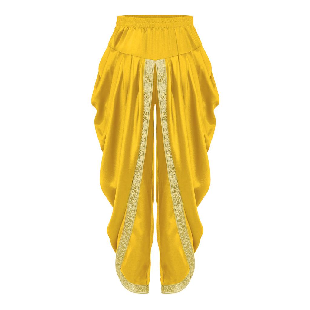 Детские мальчишеские штаны-дхоти на Хэллоуин: Сатиновые брюки в индийском стиле с эластичным поясом, свободного кроя, драпирующиеся, для тематической вечеринки и бала