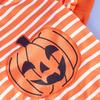 Halloween Pumpkin Dog Clothes Jumpsuit, Cute Orange & White Striped Pet Pajama, Festive Costume Onesie for Small Dogs Cats Party