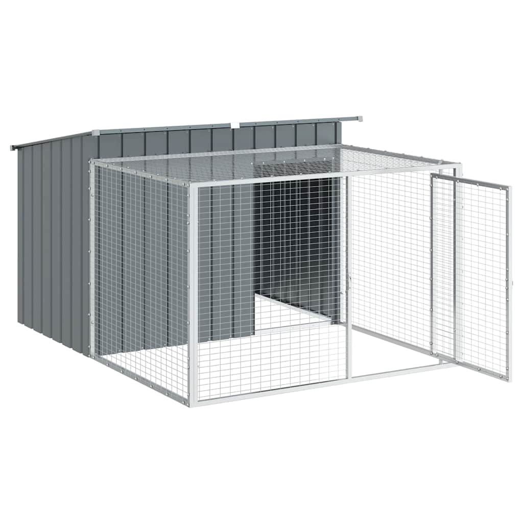 Dog House with Run Anthracite 153 x 194 x 110 cm Galvanized Steel