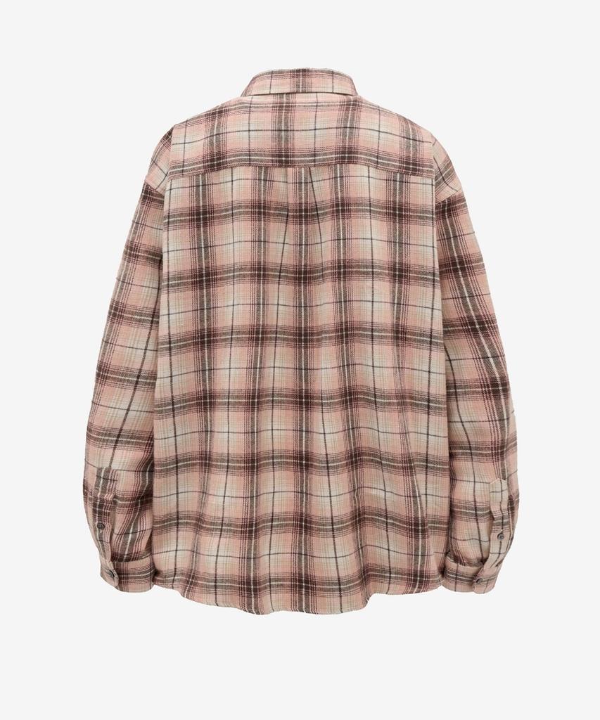 MINAV Flannel Over Check Shirt [Coral Beige]