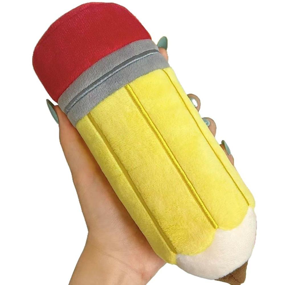 Large Capacity Plush Pencil Case Cartoon Stationery Bag Portable Pencil Shaped Bag Makeup Bag