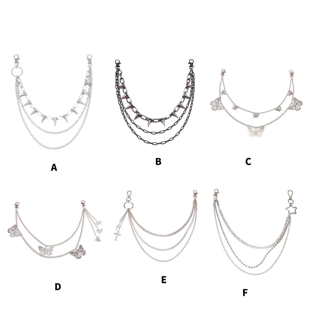 Hiphop Punk Metal Chain Belt with Silver Studs Adjustable Length Chain Belt for Fashionable Adults