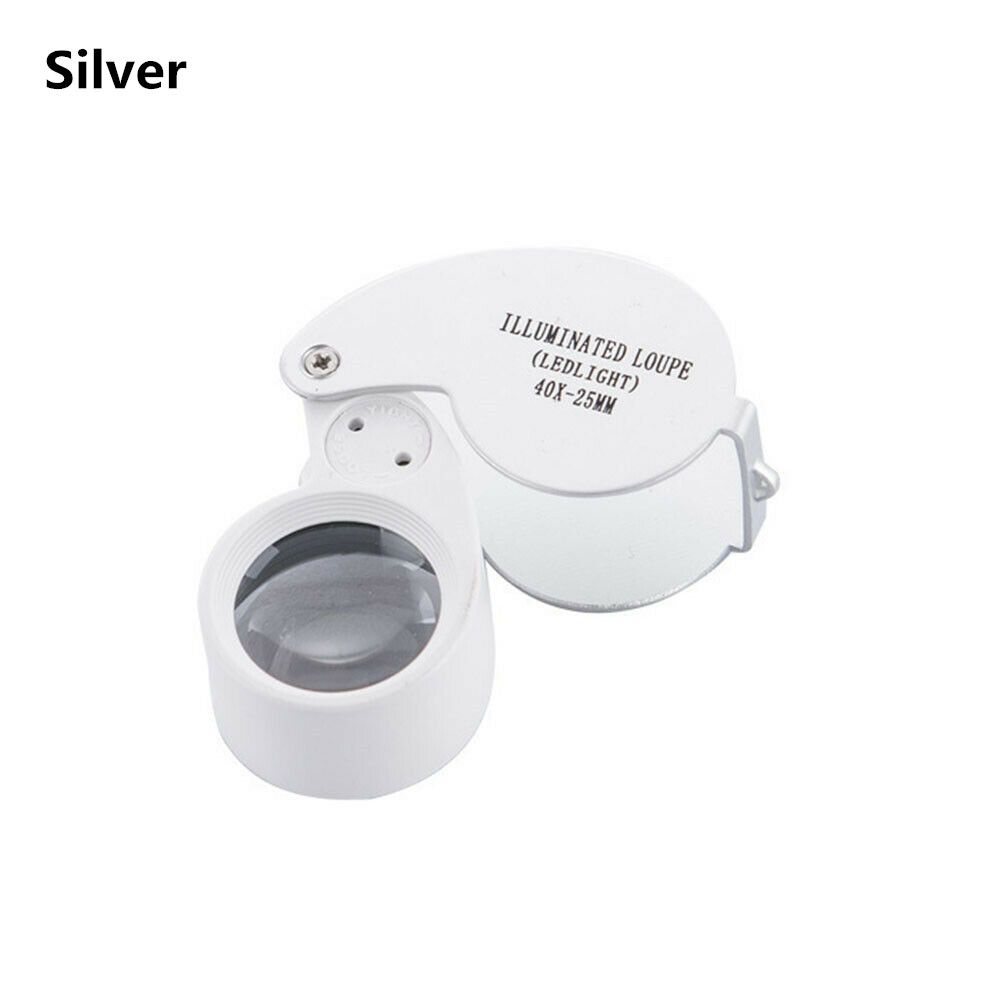 Портативная 40-кратная мини-ювелирная лупа со светодиодной подсветкой для очков