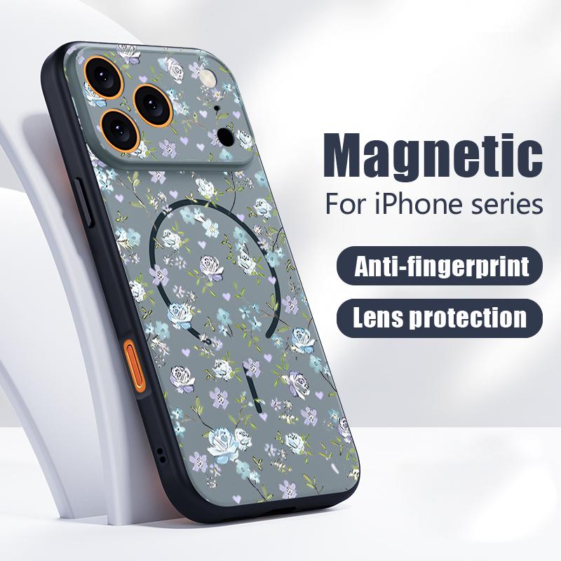 Чехол с цветочным узором 'Лавандовый Пион Роза' Для iPhone 17 Pro Max Funda iPhone 16 15 14 13 Pro Max Магнитный Для Magsafe Гибридный Тонкий Матовый Чехол