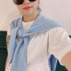 Dongdaemun Fake Collar Small Shawl Solid Color Knitted Shawl With Knotted Scarf Scarf